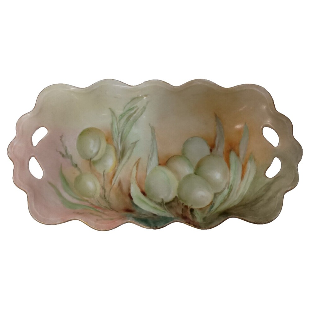 Vintage MZ Austria Celery Nut Appetizer Serving Dish Fine Porcelain Grape Design